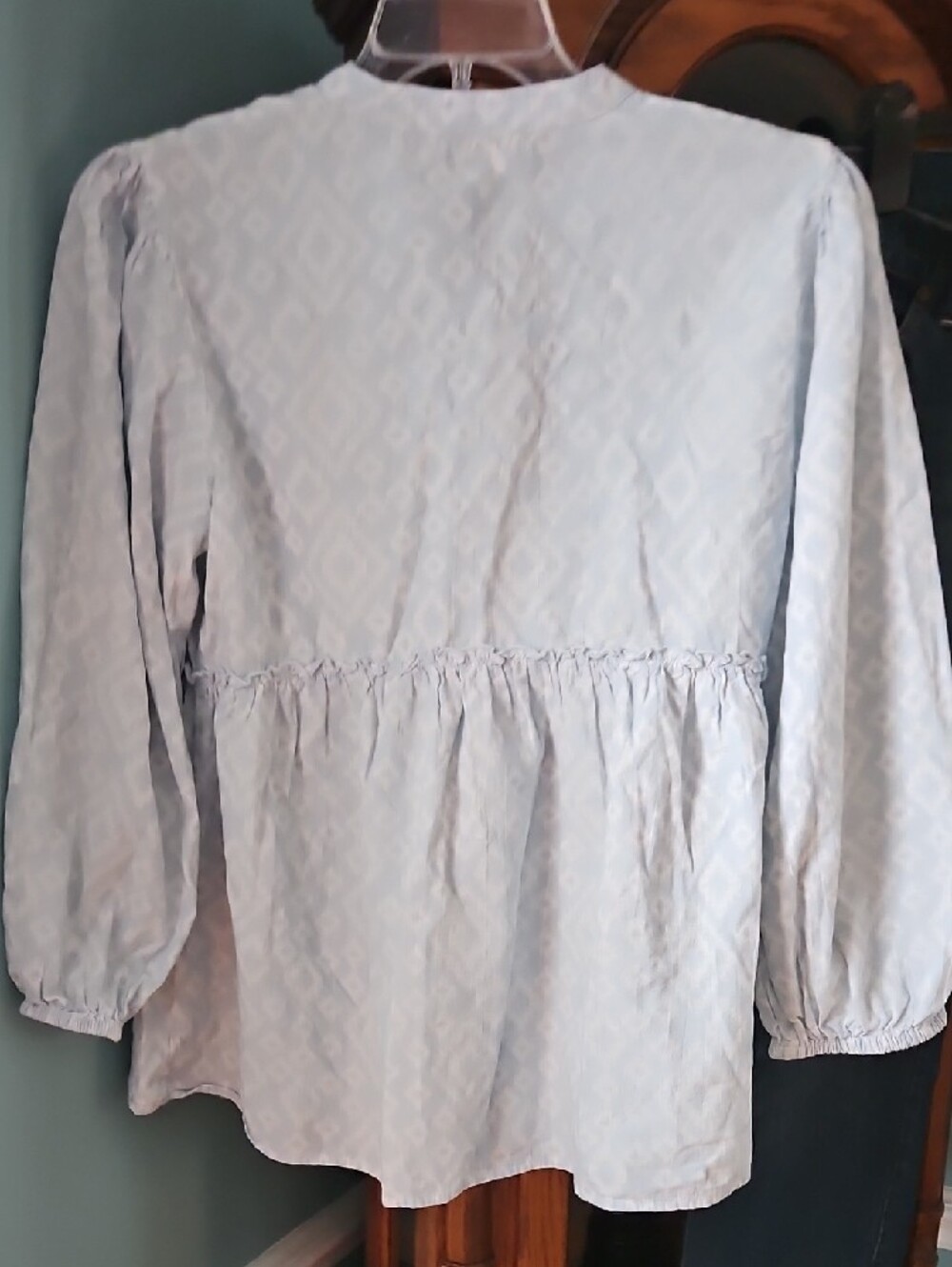 Blue/White Peasant Blouse Studio West & New York & Co Jeans - Picture 6 of 11